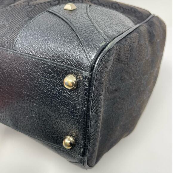 SOLDGucci Monogram GG Jackie Piston Nailhead Vintage Shoulder Bag Canvas Leather - Picture 6 of 15